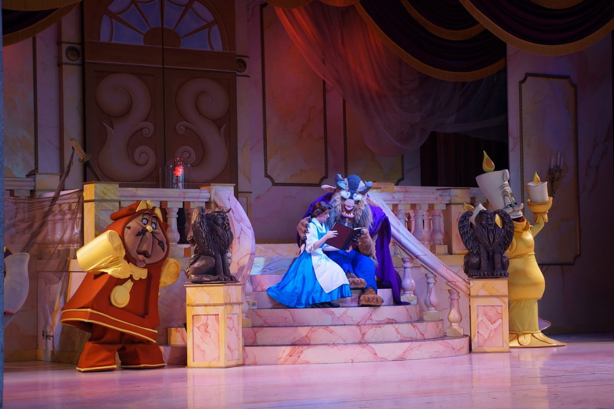 Actors performing for Beauty & the Beast Live on Stage show at Disney World