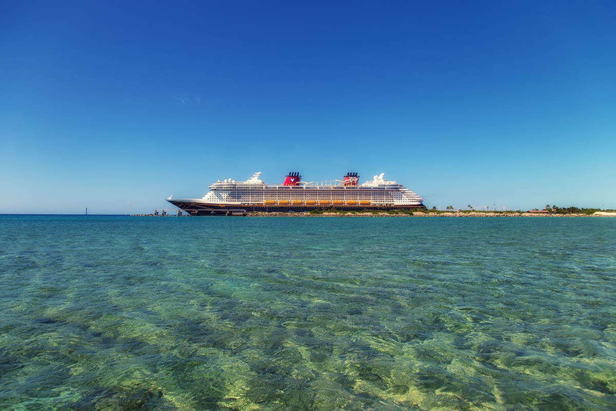 Distant view of a Disney cruise ship
