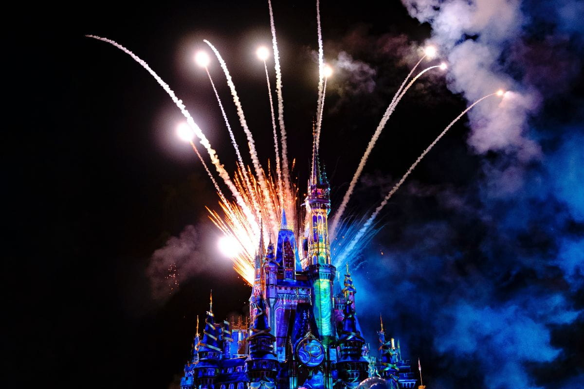 Fireworks display at the Magic Kingdom Castle