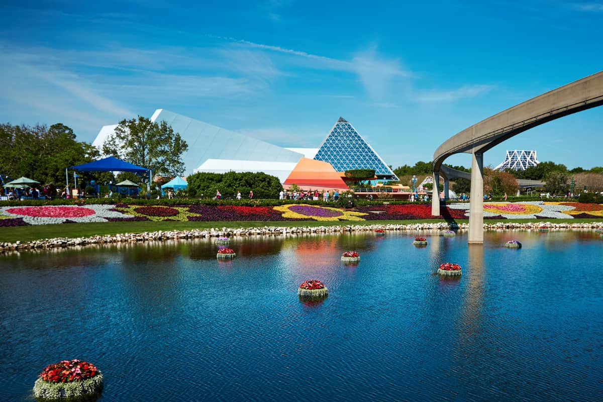 The lake at EPCOT, also known as the World Showcase Lagoon