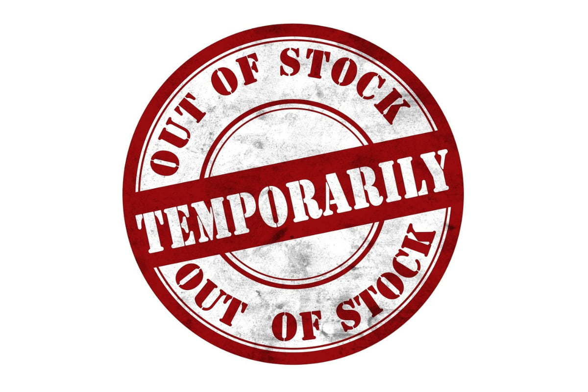 Sign that says Temporarily Out of Stock