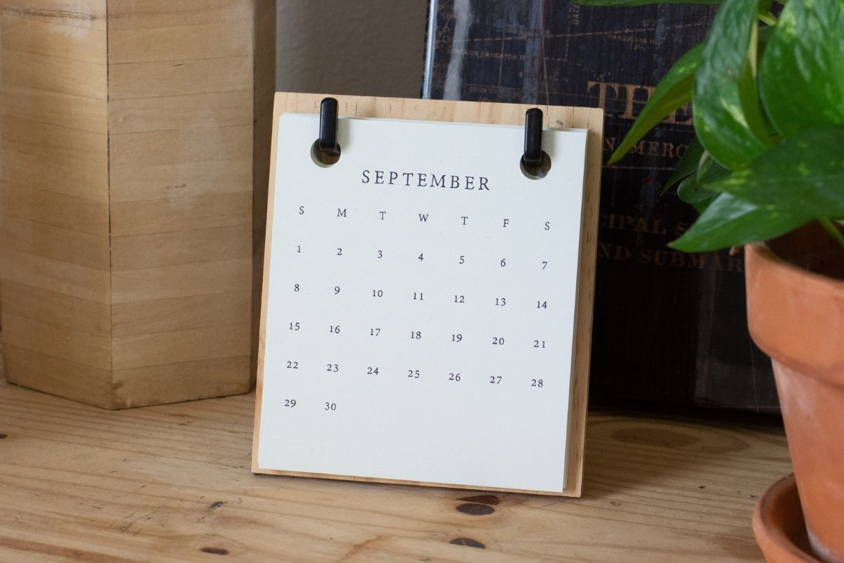 Page of a calendar showing the month of September