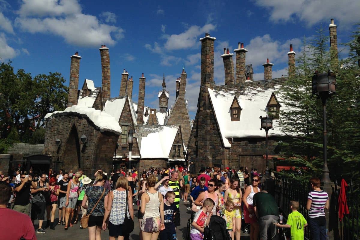 Crowd of people at the Wizarding World of Harry Potter at Universal Studios