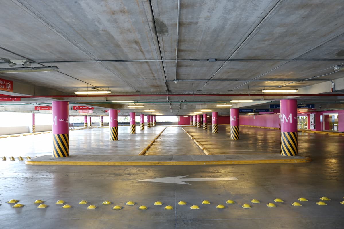 A photo of a parking lot.
