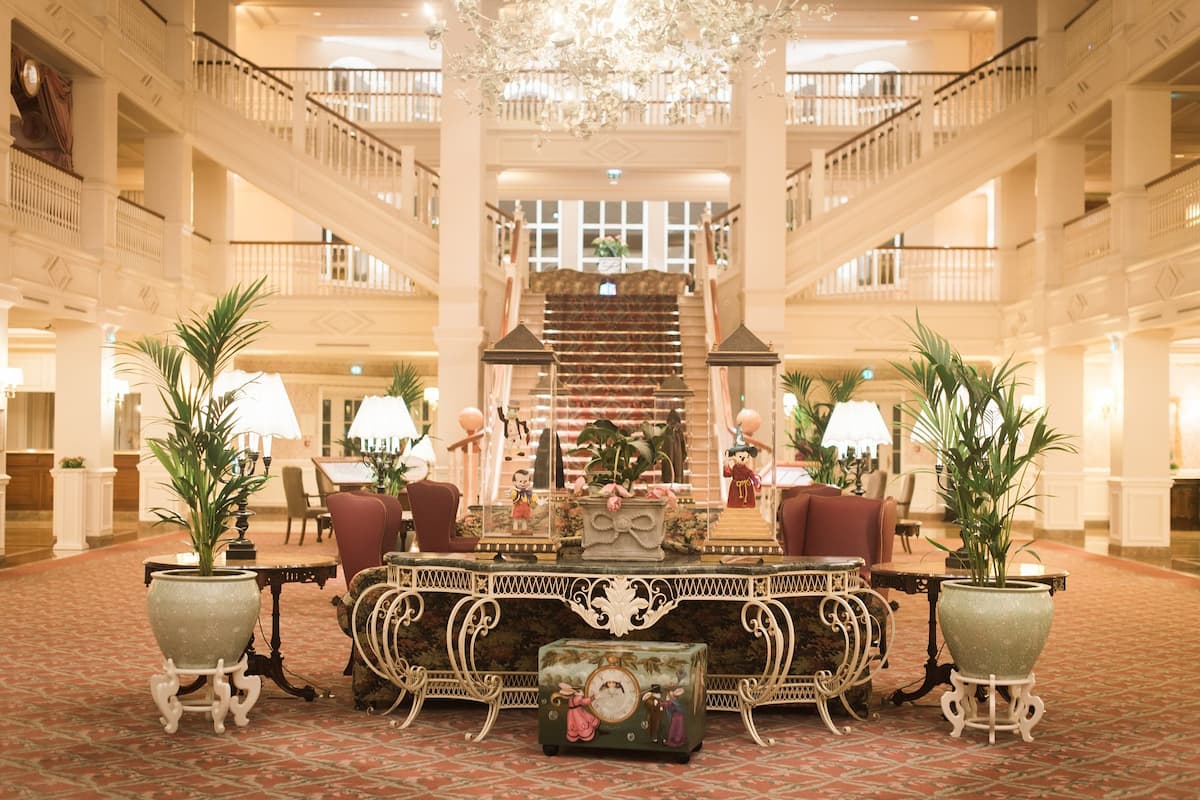 The Disney Resort Hotel's interior lobby.