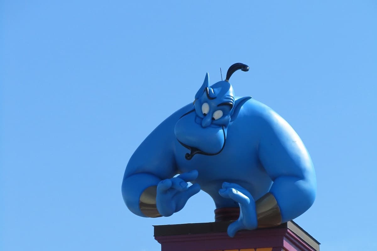 Genie statue against the sky. 