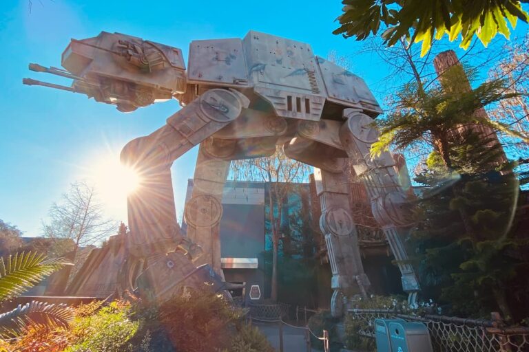Giant AT-AT Walker at the entrance of Star Tours in Disney World.